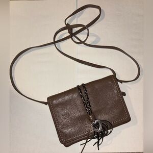 Brighton Brown Leather Crossbody Wallet Purse with Heart Charm